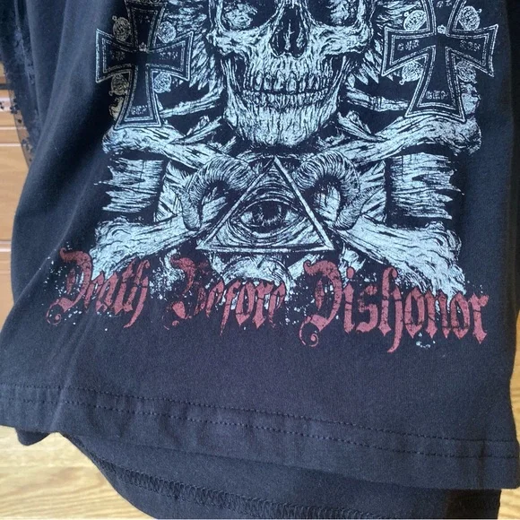 ⚰️⚰️”Death Before Dishonor” lace sleeves tee XL - Picture 10 of 16